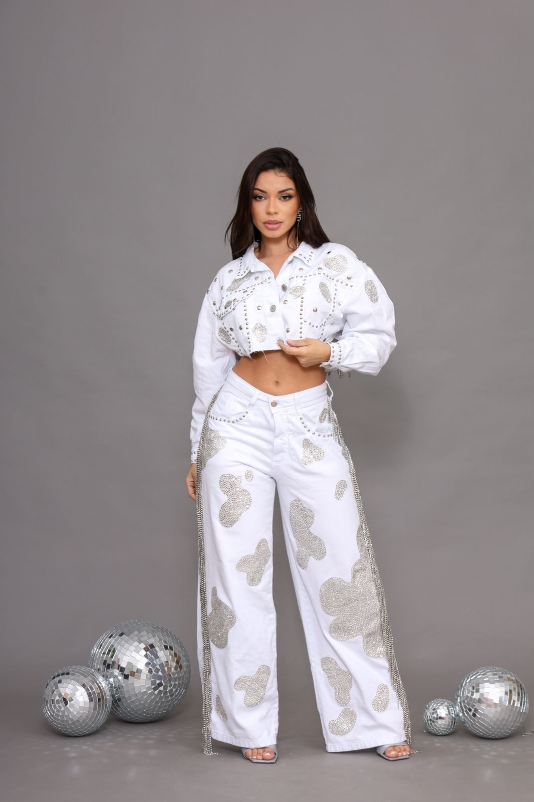 Conjunto White Wed Leg + Jaqueta / Look estilo Cowboy 