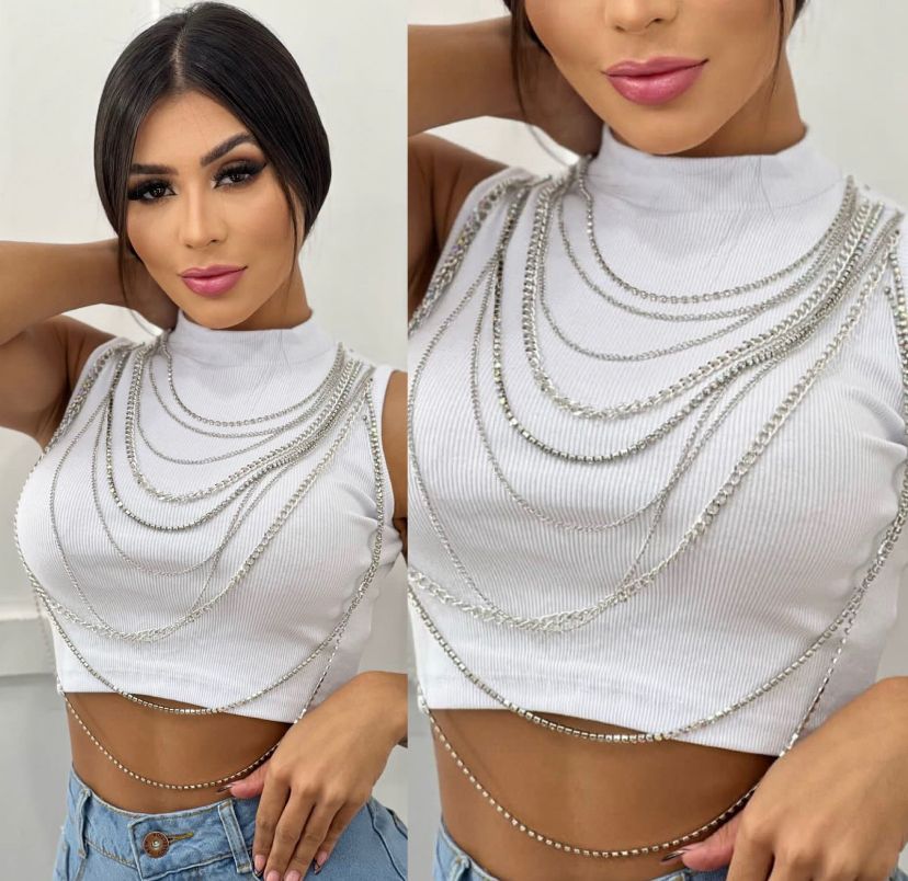 Cropped Branco c/ Correntes 