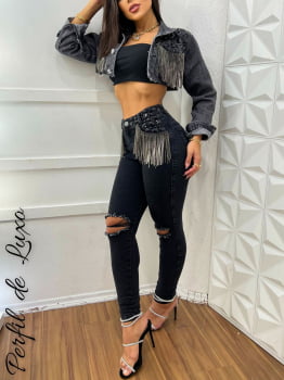 Conjunto Black Jeans Strass