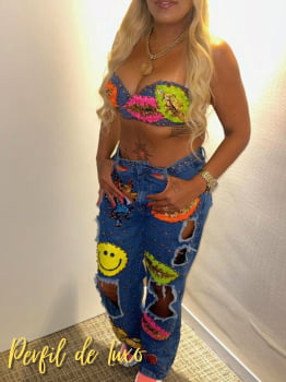 Conjunto Celebrity Taty Quebra Barraco Calça + Cropped e Colete Super Elegante