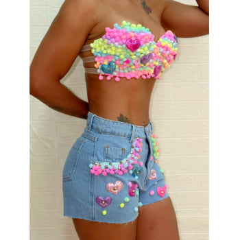 Conjunto Pompom Coloridos Neon Carnaval 2026!!