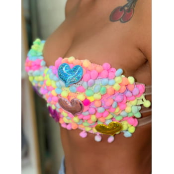 Conjunto Pompom Coloridos Neon Carnaval 2026!!