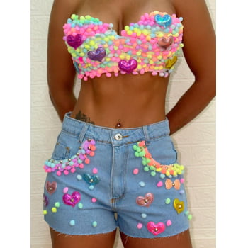 Conjunto Pompom Coloridos Neon Carnaval 2026!!