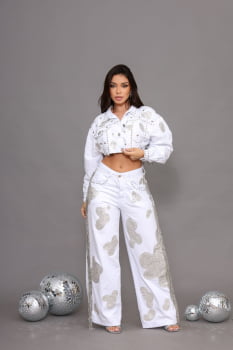 Conjunto White Wed Leg + Jaqueta / Look estilo Cowboy 