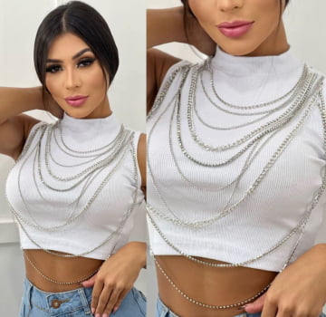 Cropped Branco c/ Correntes 