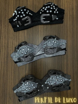 CROPPED CINTOS PRATA ESTILO ROCK FASHION 