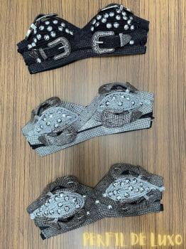 CROPPED CINTOS PRATA ESTILO ROCK FASHION 