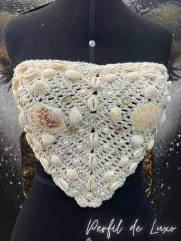 Cropped de Crochê Frente Única Conchas do Mar 
