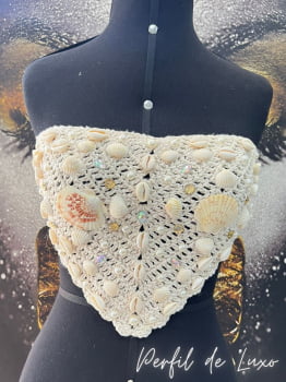 Cropped de Crochê Frente Única Conchas do Mar 