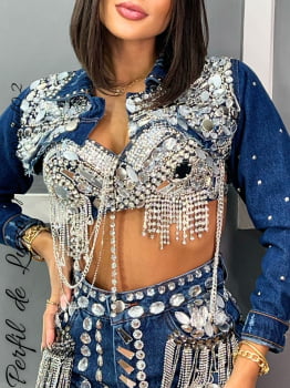 Jaqueta Jeans Fem Mega Worked 2.0 Carol