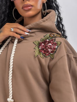 Moletom Moda Gringa Estilizado C/ Patchs Exclusivo Oversized C/ Capuz Moda Inverno