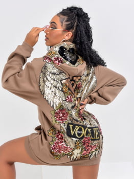 Moletom Moda Gringa Estilizado C/ Patchs Exclusivo Oversized C/ Capuz Moda Inverno