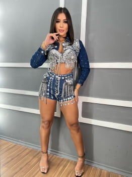 Short Jeans Fem Carol Mega Worked 2.0