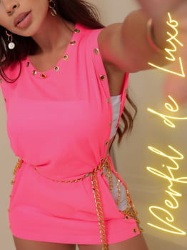 Vestidos Neon Summer com Correntes Lateral ( Acompanha Hot Pants )